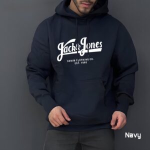 Mens Fashionable Sweatshirt Fabric (Navy) : Fleece, Round Neck Sweatshirt